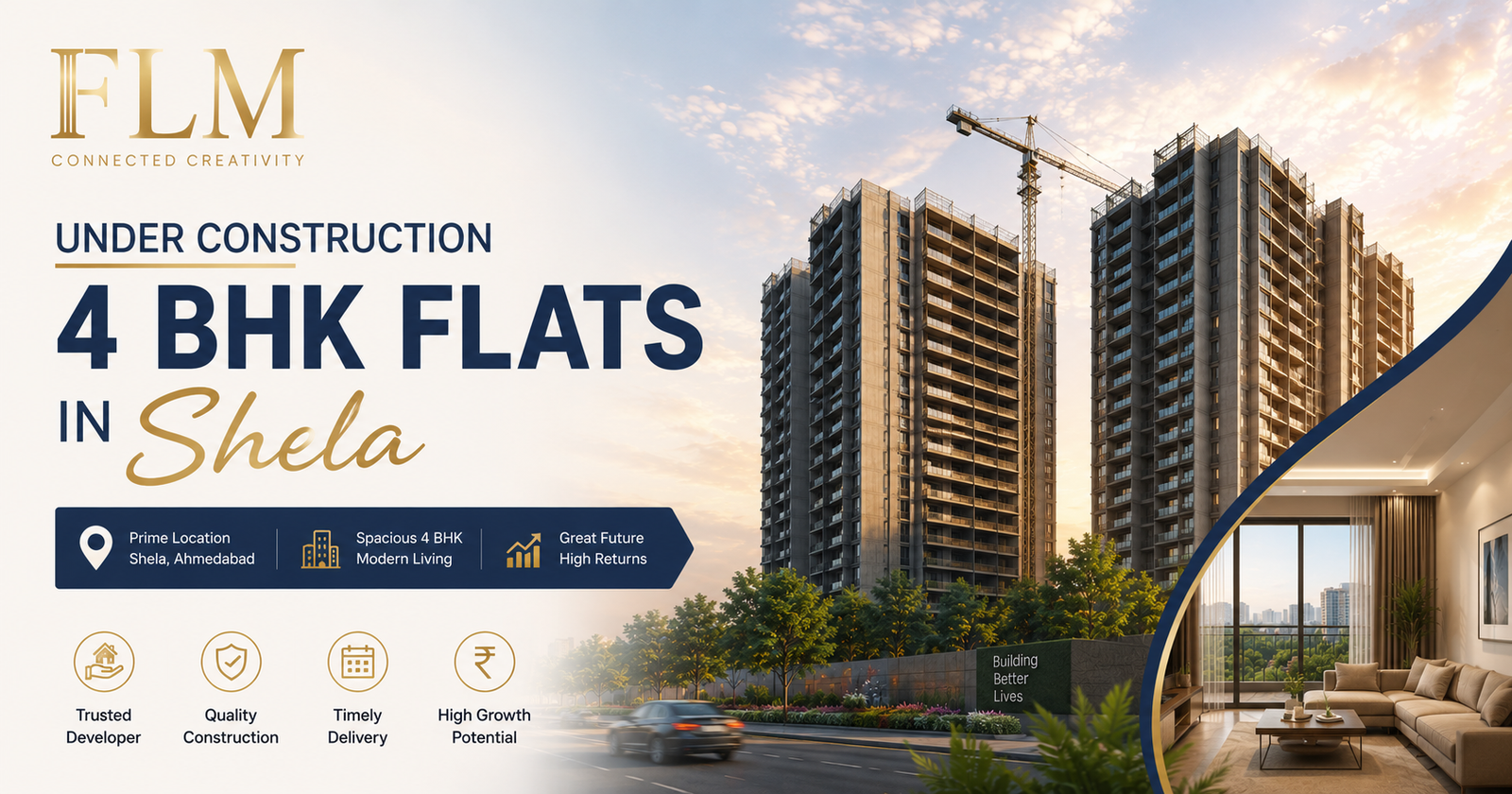 Under Construction 4 BHK Flats In Shela